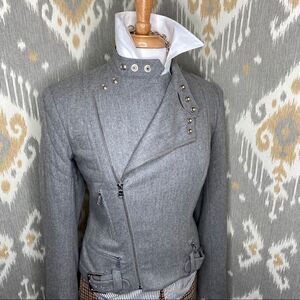 Ralph Lauren Grey Cashmere Blend Moto Jacket